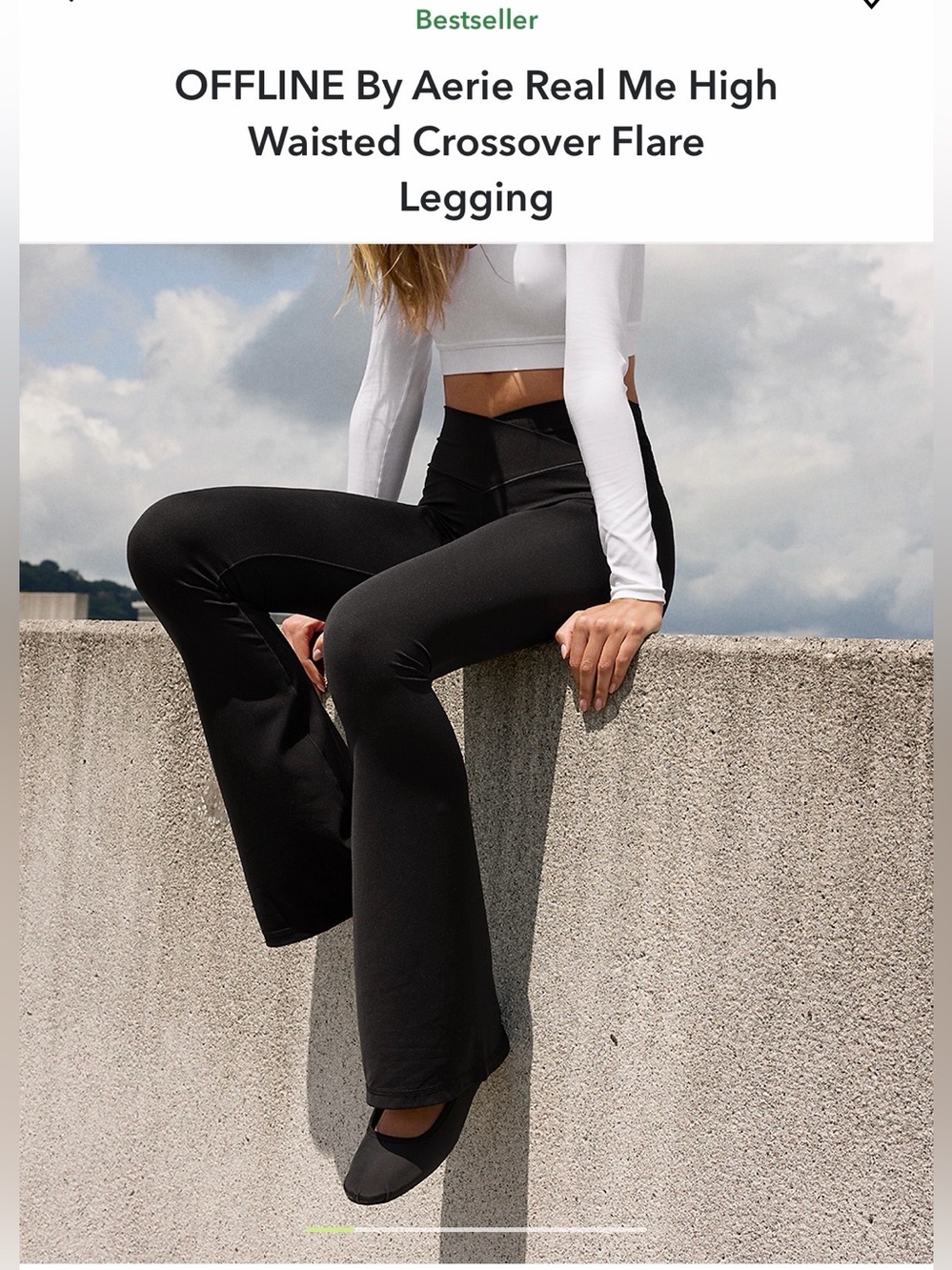 aerie Black High-Waisted Crossover Flare Legging